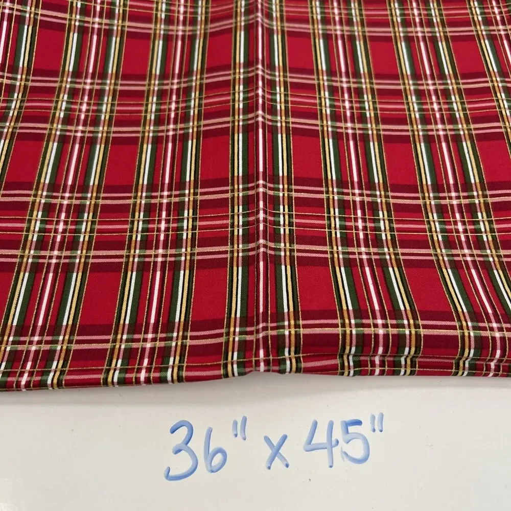 Cotton Quilting Fabric Bundle Christmas Holiday Plaid Stripes Lot 4 Pieces